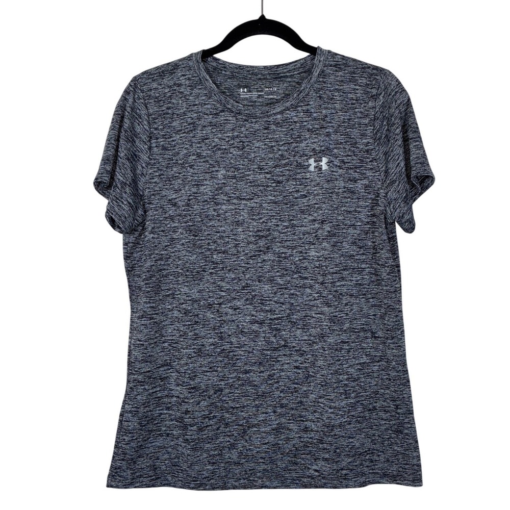 Under Armour UA Tech Twist Large Black Gray Short Sleeve Loose Workout Top L
